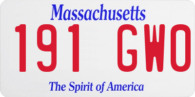 MA license plate 191GW0