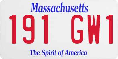 MA license plate 191GW1