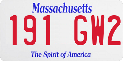 MA license plate 191GW2