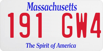 MA license plate 191GW4