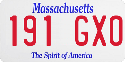 MA license plate 191GX0