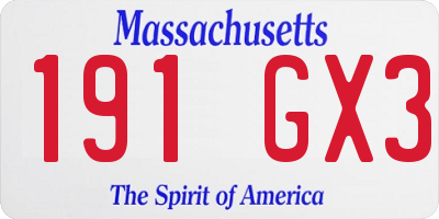 MA license plate 191GX3