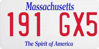 MA license plate 191GX5
