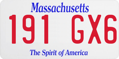 MA license plate 191GX6