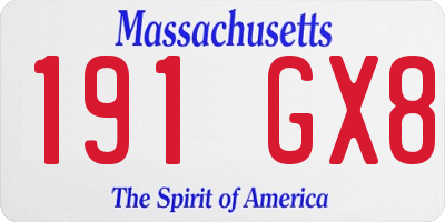 MA license plate 191GX8