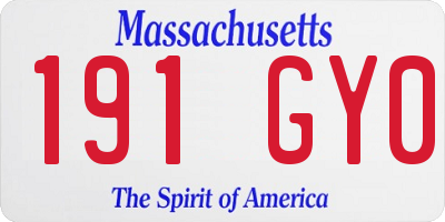 MA license plate 191GY0