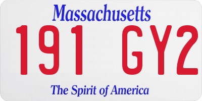 MA license plate 191GY2