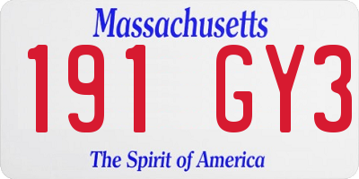 MA license plate 191GY3