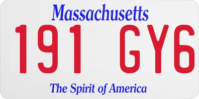 MA license plate 191GY6