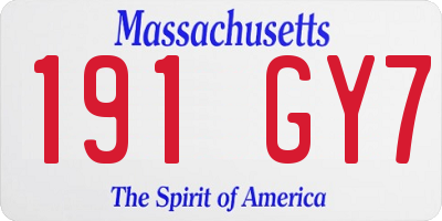MA license plate 191GY7
