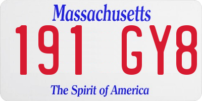 MA license plate 191GY8