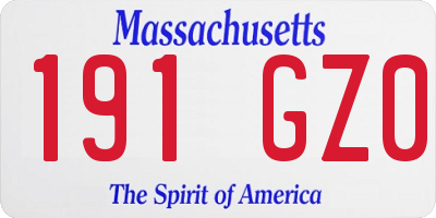 MA license plate 191GZ0