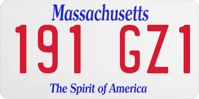 MA license plate 191GZ1