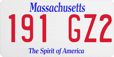 MA license plate 191GZ2
