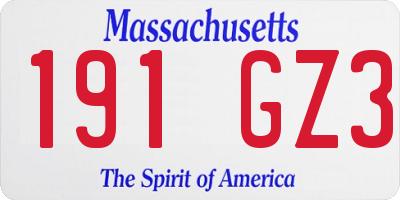 MA license plate 191GZ3