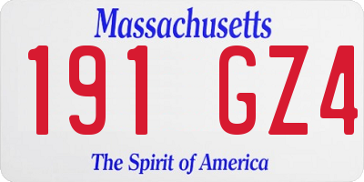 MA license plate 191GZ4