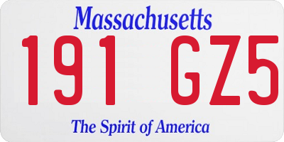 MA license plate 191GZ5
