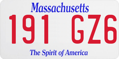 MA license plate 191GZ6
