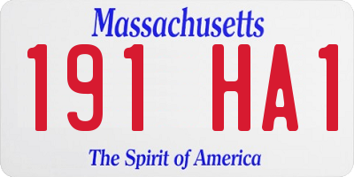 MA license plate 191HA1
