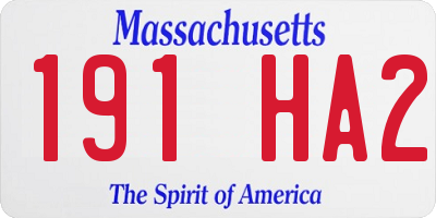 MA license plate 191HA2