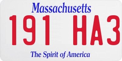 MA license plate 191HA3