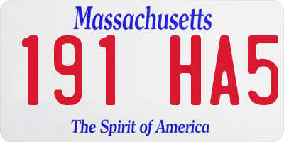MA license plate 191HA5