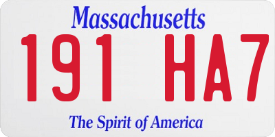 MA license plate 191HA7