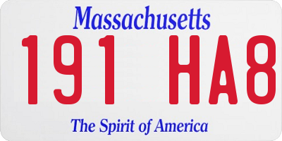 MA license plate 191HA8