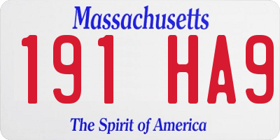 MA license plate 191HA9