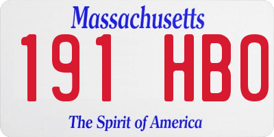 MA license plate 191HB0