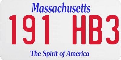MA license plate 191HB3