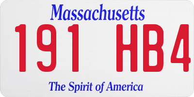 MA license plate 191HB4