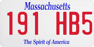 MA license plate 191HB5