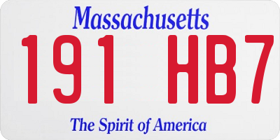 MA license plate 191HB7