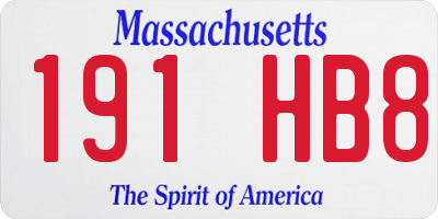 MA license plate 191HB8
