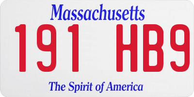 MA license plate 191HB9