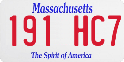 MA license plate 191HC7