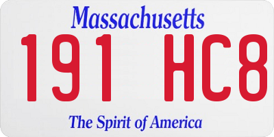 MA license plate 191HC8