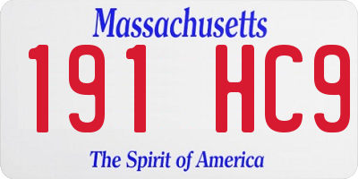 MA license plate 191HC9