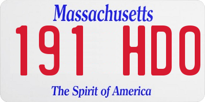 MA license plate 191HD0