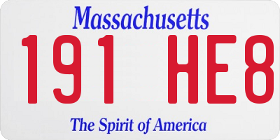 MA license plate 191HE8