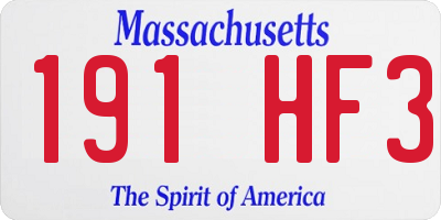 MA license plate 191HF3