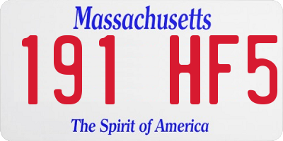 MA license plate 191HF5