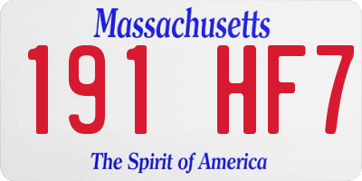 MA license plate 191HF7