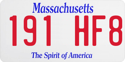 MA license plate 191HF8