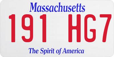 MA license plate 191HG7