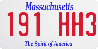 MA license plate 191HH3