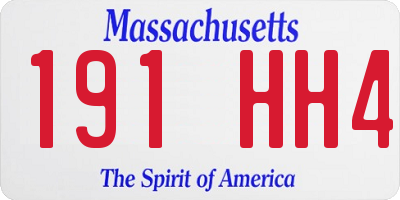 MA license plate 191HH4