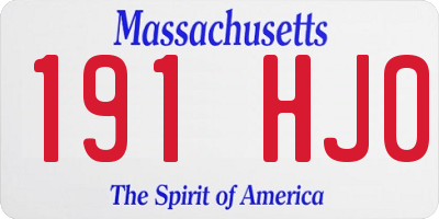 MA license plate 191HJ0