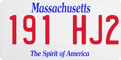 MA license plate 191HJ2